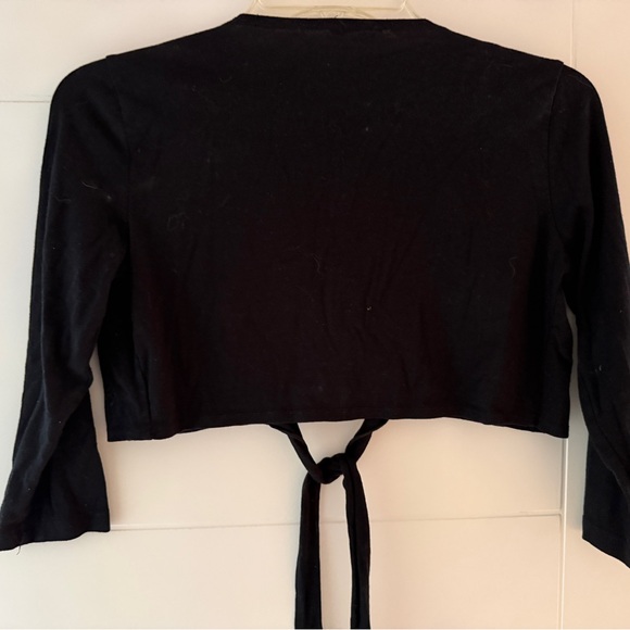 Black Floral Embellished Tie-Front Bolero - Picture 2 of 6